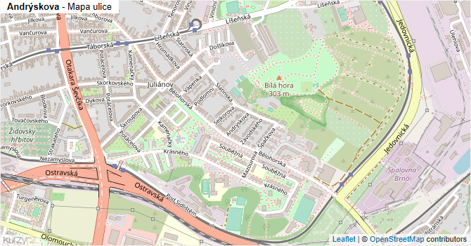 Andrýskova - mapa ulice