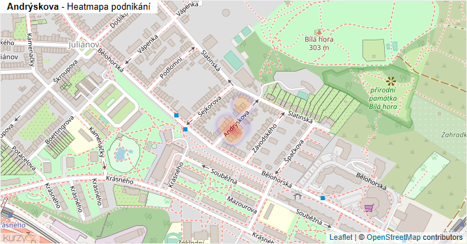 Andrýskova - mapa podnikání