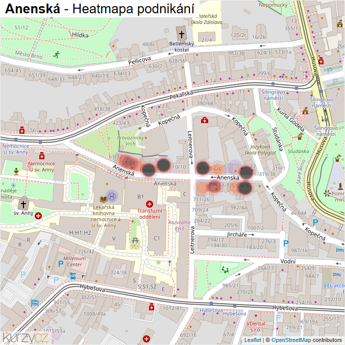 Mapa Anenská - Firmy v ulici.