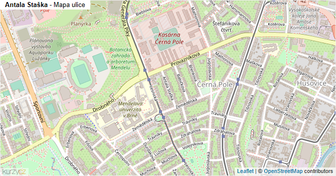 Antala Staška - mapa ulice