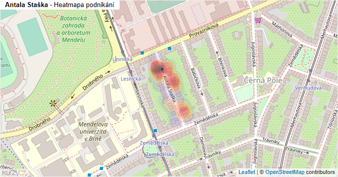 Antala Staška - mapa podnikání