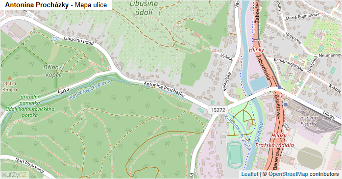 Antonína Procházky - mapa ulice