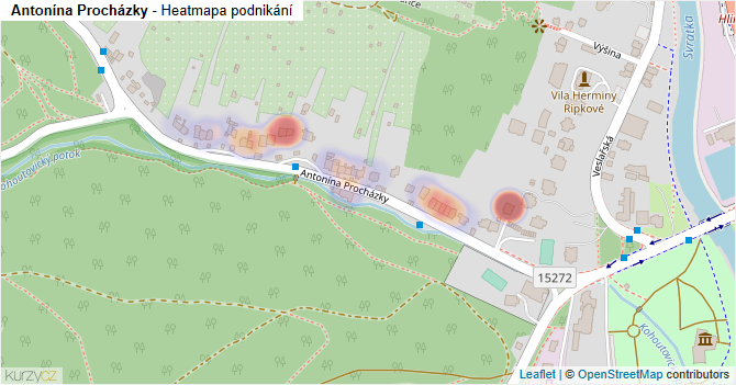 Antonína Procházky - mapa podnikání