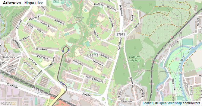 Arbesova - mapa ulice