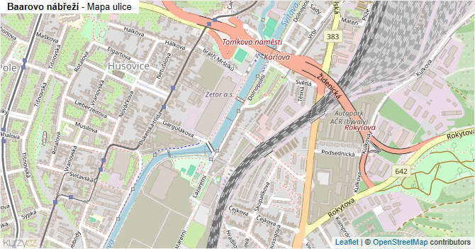 Baarovo nábřeží - mapa ulice