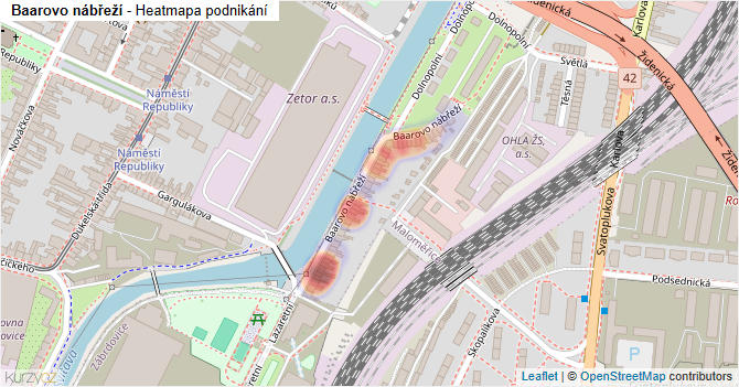 Baarovo nábřeží - mapa podnikání