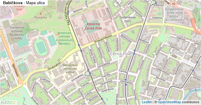 Babičkova - mapa ulice