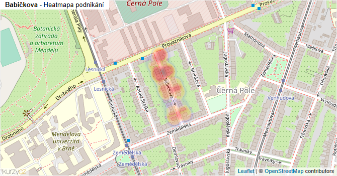 Babičkova - mapa podnikání