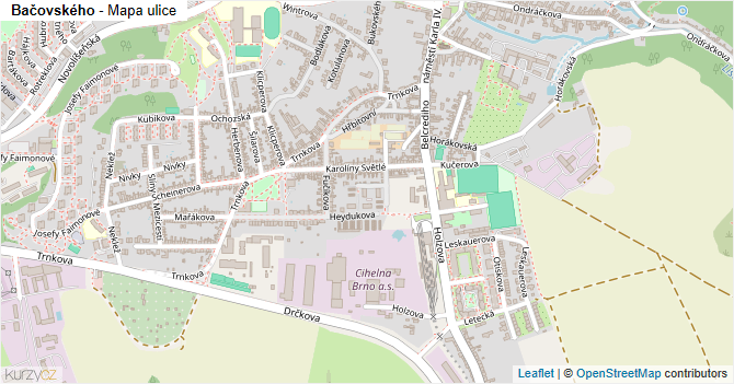 Bačovského - mapa ulice