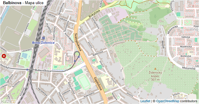 Balbínova - mapa ulice