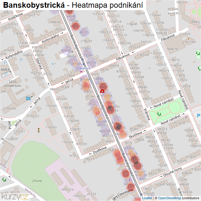 Mapa Banskobystrická - Firmy v ulici.