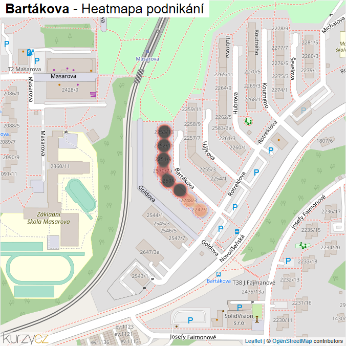 Mapa Bartákova - Firmy v ulici.