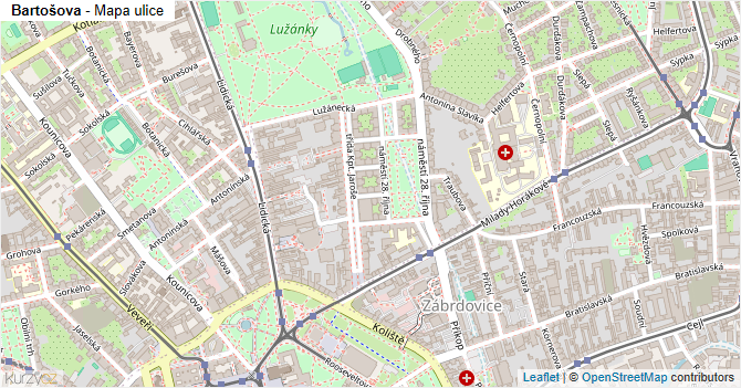 Bartošova - mapa ulice