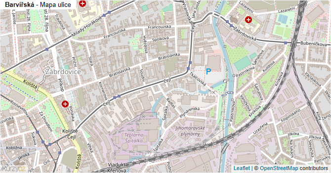 Barvířská - mapa ulice