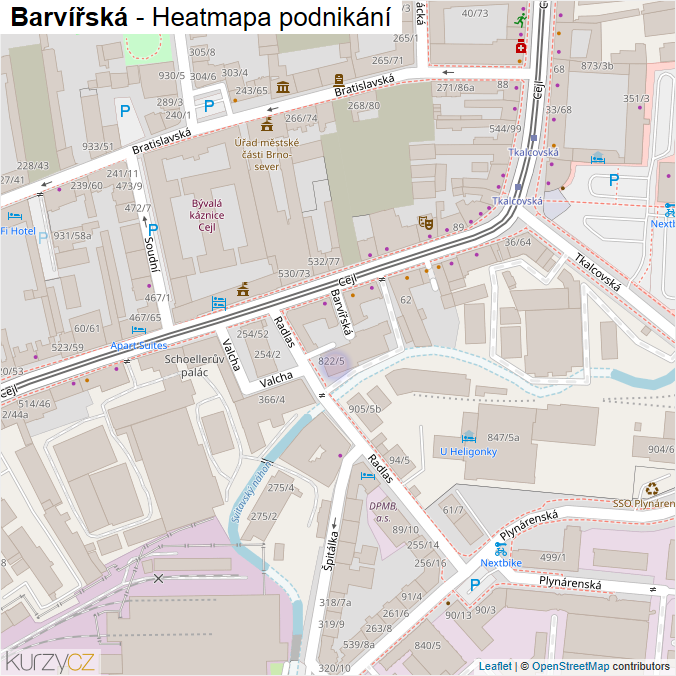 Mapa Barvířská - Firmy v ulici.