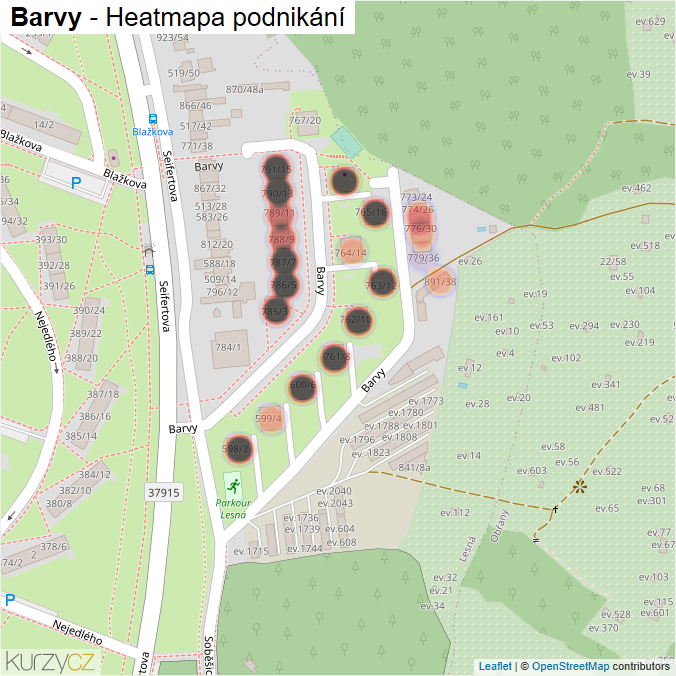Mapa Barvy - Firmy v ulici.