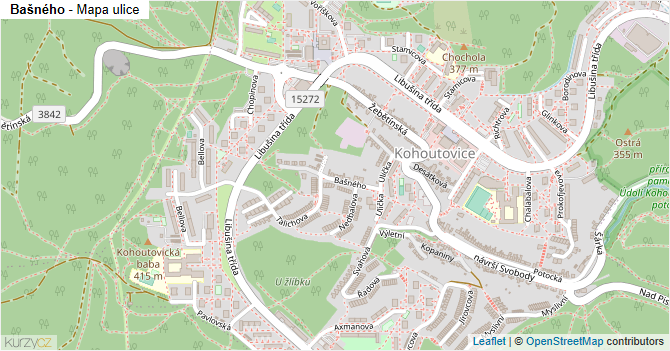 Bašného - mapa ulice
