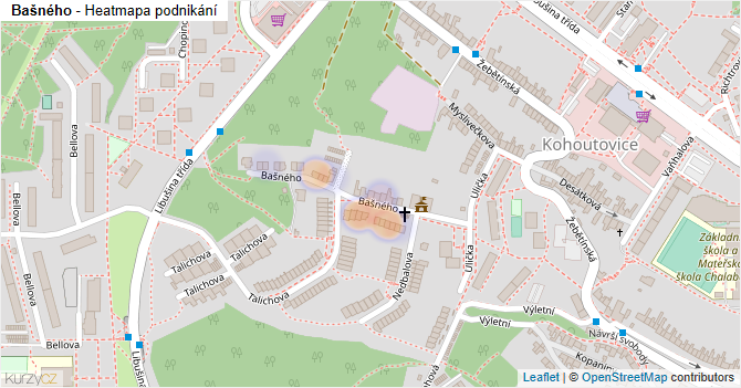 Bašného - mapa podnikání