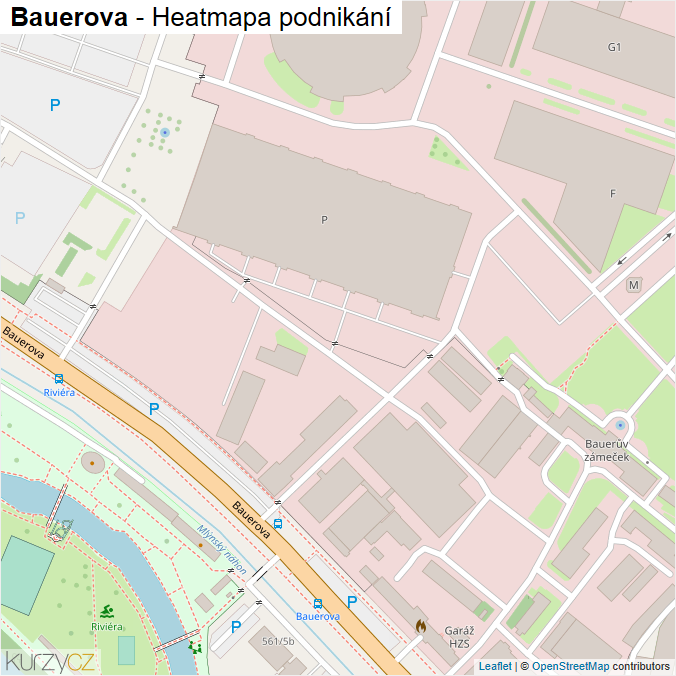 Mapa Bauerova - Firmy v ulici.