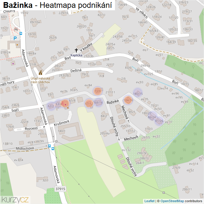 Mapa Bažinka - Firmy v ulici.