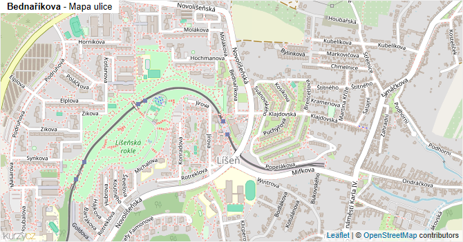 Bednaříkova - mapa ulice