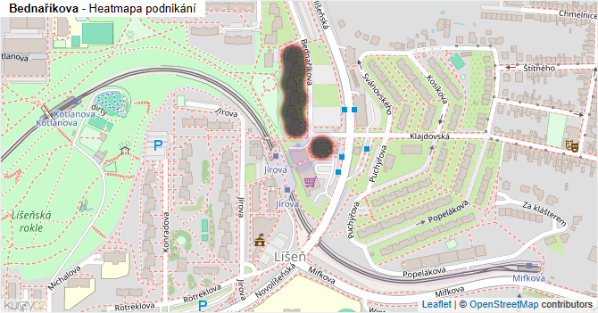 Bednaříkova - mapa podnikání