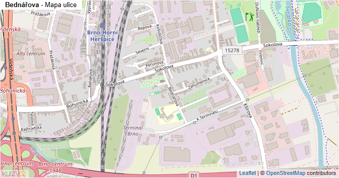 Bednářova - mapa ulice