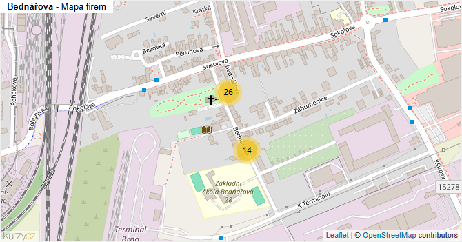 Bednářova - mapa firem