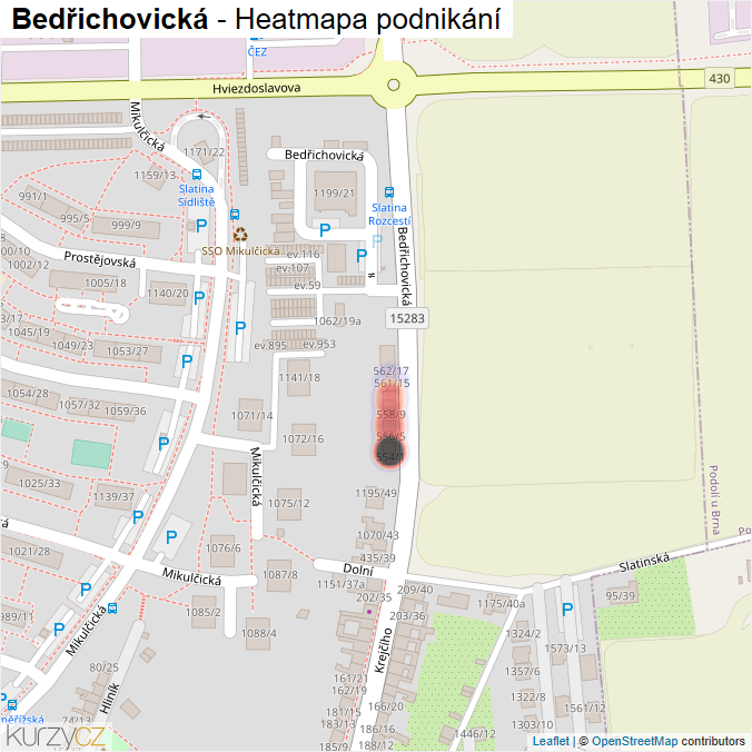 Mapa Bedřichovická - Firmy v ulici.