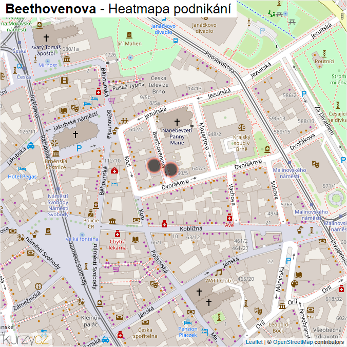 Mapa Beethovenova - Firmy v ulici.