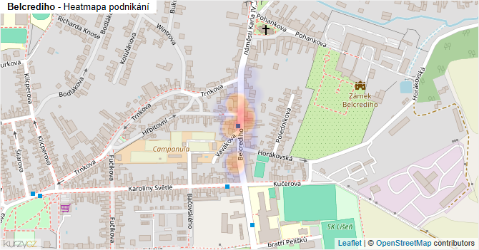 Belcrediho - mapa podnikání