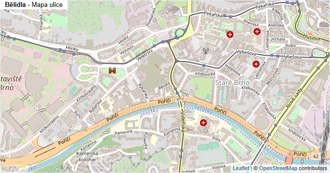 Bělidla - mapa ulice