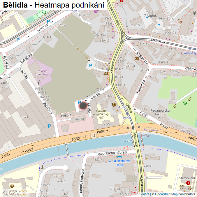 Mapa Bělidla - Firmy v ulici.
