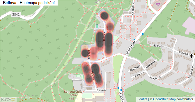 Bellova - mapa podnikání