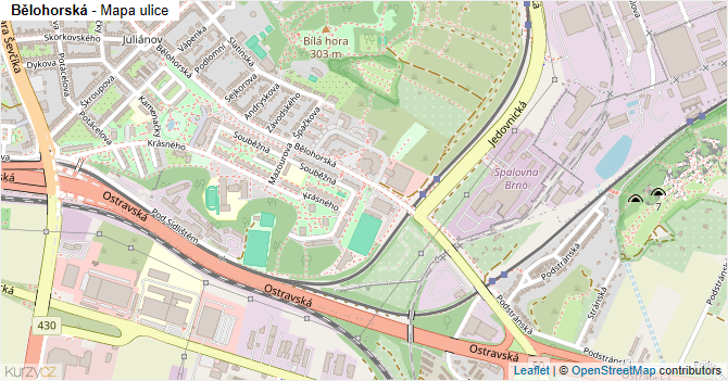 Bělohorská - mapa ulice