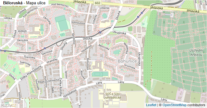 Běloruská - mapa ulice