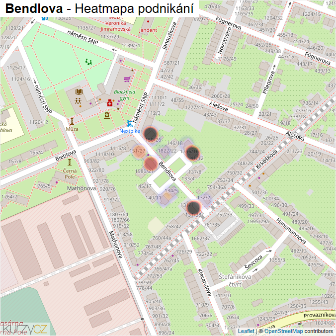 Mapa Bendlova - Firmy v ulici.