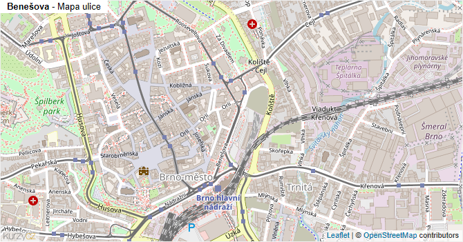 Benešova - mapa ulice