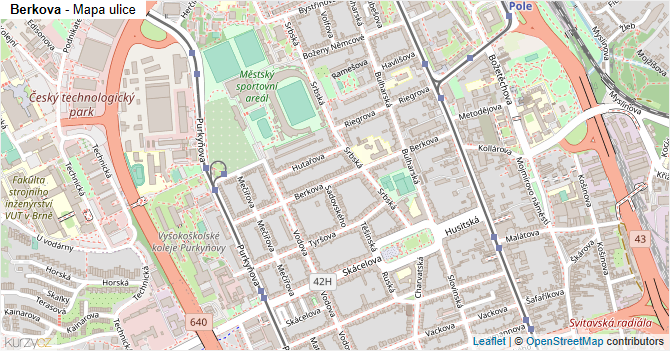 Berkova - mapa ulice