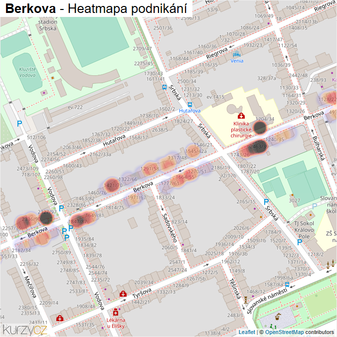Mapa Berkova - Firmy v ulici.
