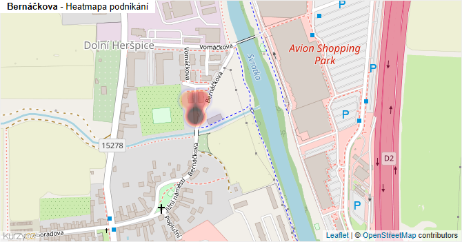 Bernáčkova - mapa podnikání