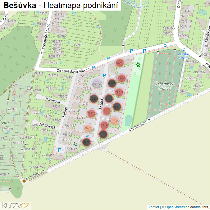 Mapa Bešůvka - Firmy v ulici.