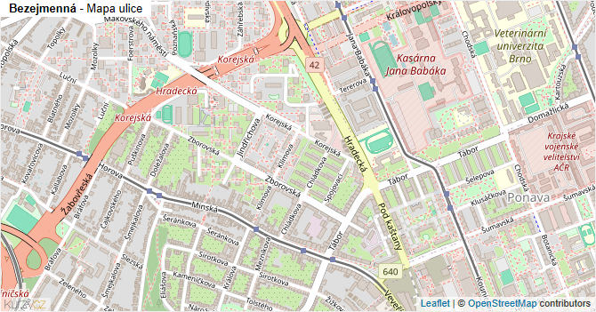 Bezejmenná - mapa ulice