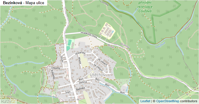 Bezinková - mapa ulice