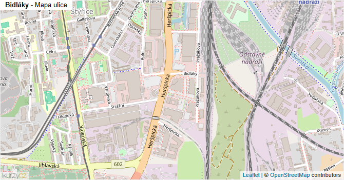 Bidláky - mapa ulice