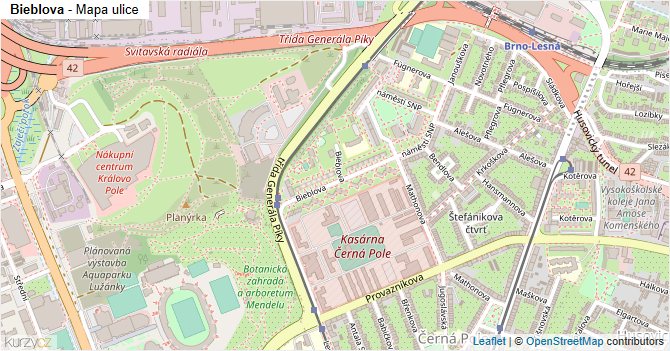 Bieblova - mapa ulice