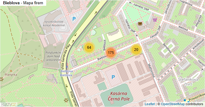 Bieblova - mapa firem