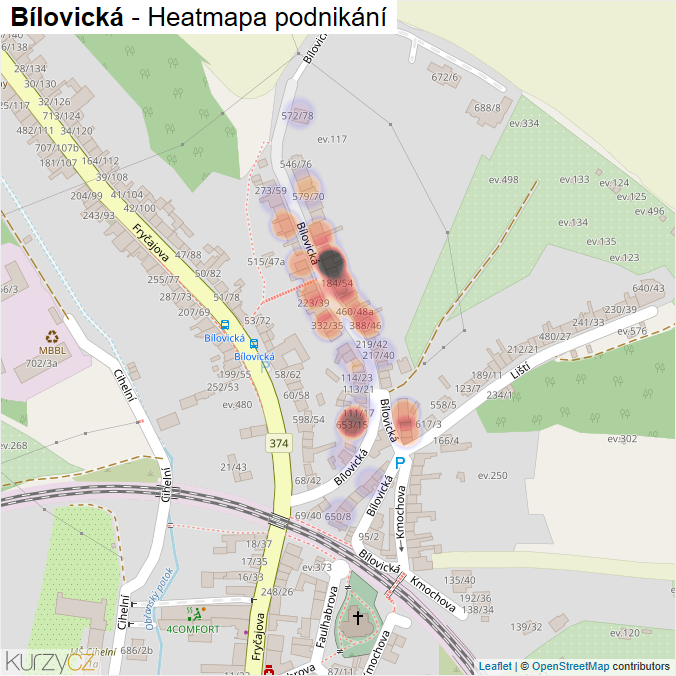 Mapa Bílovická - Firmy v ulici.