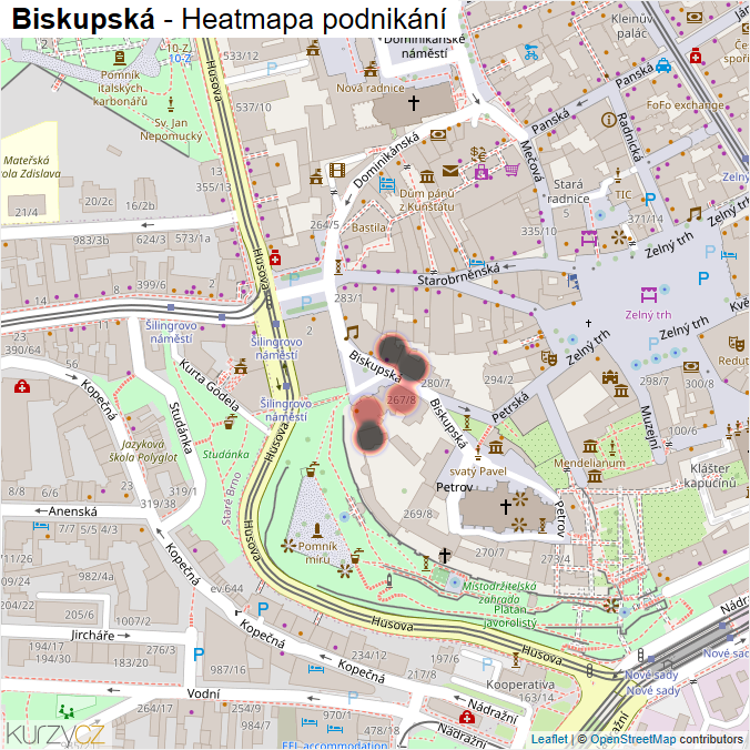 Mapa Biskupská - Firmy v ulici.