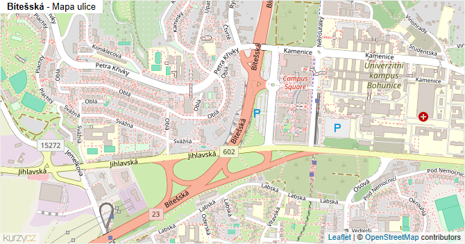 Bítešská - mapa ulice